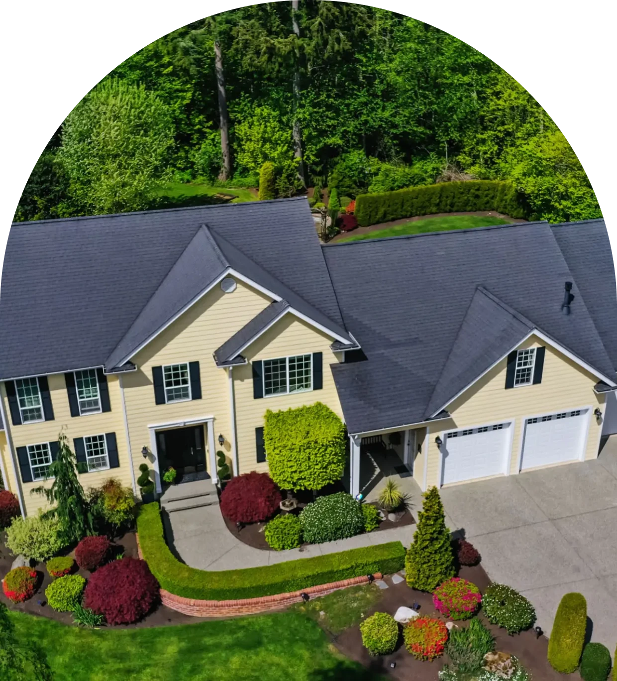 Aerial view of a suburban house.
